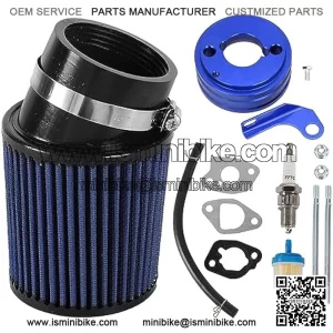 Predator 212cc Upgraded Airfilter adapter Intake Spark Plug Kit performance Replacement parts fit for 212cc 196cc carburetor 6.5HP Coleman Powersports CT200U-EX KT196 Mini Bike and Go Kart Blue