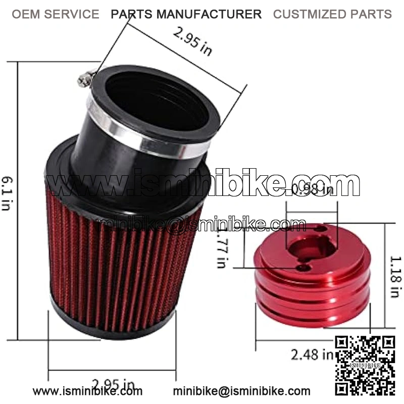 Upgraded Air Filter adapter Intake Spark Plug Kit Replacement for Predator 212cc 6.5 Hp Engine Mini Bike Go Kart, Red - Image 2