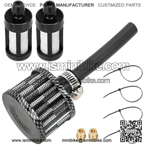 Upgrade 212cc Air Filter Breather Jet Kit Carbon Fiber Cold Air Intake Filter Turbo Vent for Predator 196cc 6.5Hp GX160 GX200 CT200U BT200X KT196 Hensim Baja Warrior MB200 Go Kart Mini Bike