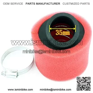 Universal 35mm Red Angled Double Foam Pod Performance Air Filter Cleaner 50cc 70cc 90cc 110cc 125cc Pocket Mini Bike
