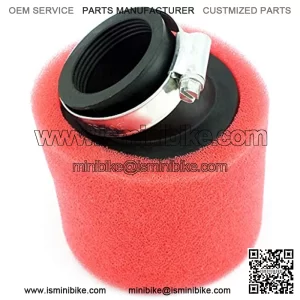 Universal 42mm 1.65" Red Angled Double Foam Pod Performance Air Filter Compatible for Kawasaki KH400 125cc 150cc 200cc 250cc GY6 Motorcycle ATV Quad Go Kart Moped Pit Dirt Bike PZ24 41mm 43mm