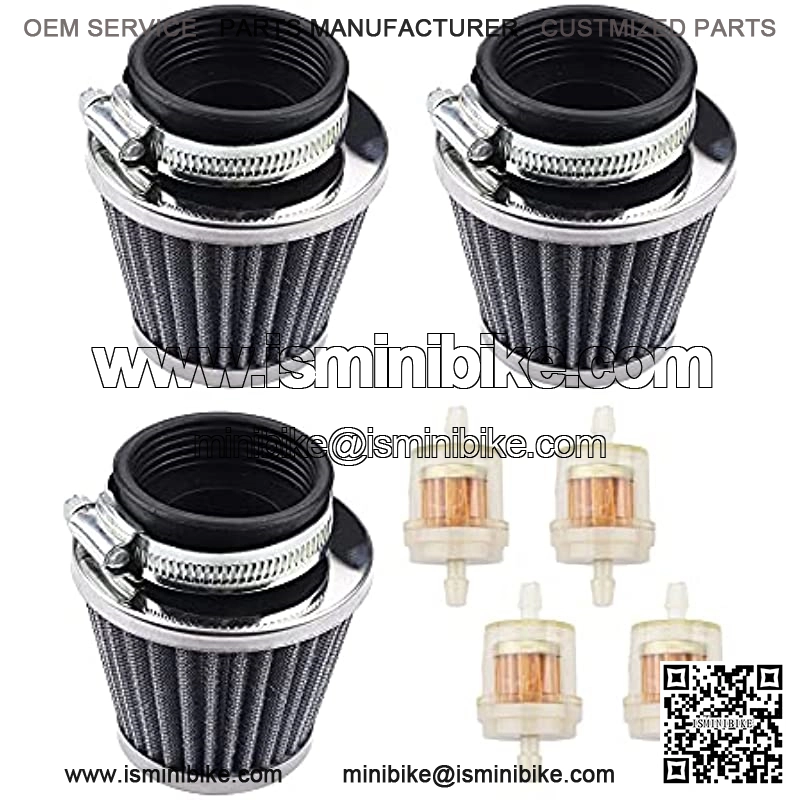GY6 42mm Clamp-On Air Filter Pod Compatible With GY6 125CC Taotao 150CC Air Intake Dirt Bike CB/CG 200CC 250CC Yerf dog Go Kart Parts (Pack of 3)