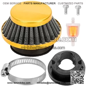44mm 42mm 43mm Air filter Cleaner Stack Fuel filter for 47cc 49cc Mini ATV Quad Dirt Pocket Bike Cag MAT1 MAT2 FS529 FS509 Mini Moto Pit Dirt Bike Moped Scooter Motocross Parts Golden/Red