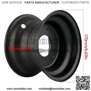 6" Black Wheel Rim 3 Holes Fits ATV Go Kart Mini Bike Lawn Tire 145/70-6