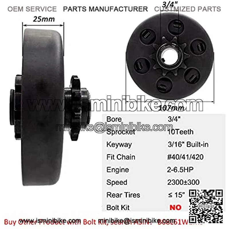 FDJ Minibike Go Kart Clutch 3/4" Bore 10 Tooth for #40/41/420 Chain - Image 3