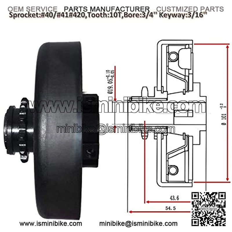 Clutch, Go Kart Clutch 3/4 Bore 12T for #35 Chain,Up to 6.5 HP, Perfect for Go Kart, Minibike and Fun Kart Engine 3/4 Bar - Image 3