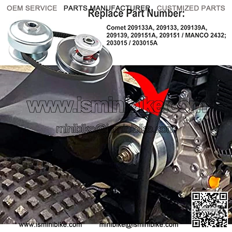 40 Series 1" Bore GO Kart CVT Torque Converter clutch kit, 1" Bore Driver Clutch + 3/4" Driven Clutch + 203785 Drive Belt Replaces Comet 40/44 Series for Mini Bike, Go Kart, Lawnmower - Image 4