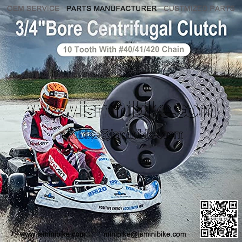 Centrifugal Clutch 3/4" Bore 10 Tooth with #40/41 420 Chain Fits for predator 212CC 2-6.5 HP Small Engine, Commonly used on Go Karts Mini Bike and Fun Kart Lawnmower - Image 2
