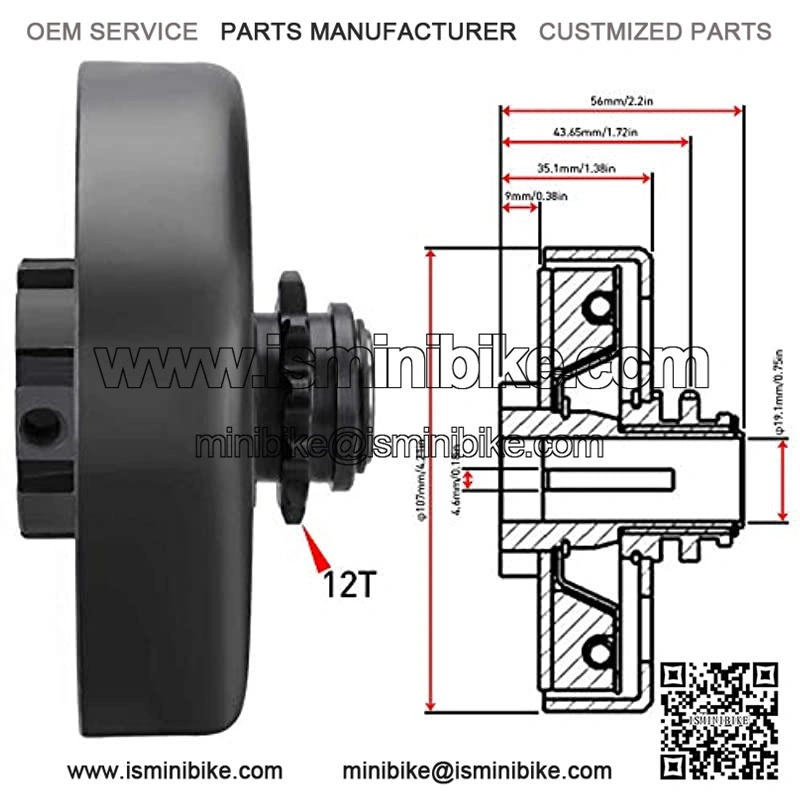 Go Kart Mini Bike Clutch 3/4 Bore 12T with #35 Chain Fit for Go Kart Minibike Engines - Image 4