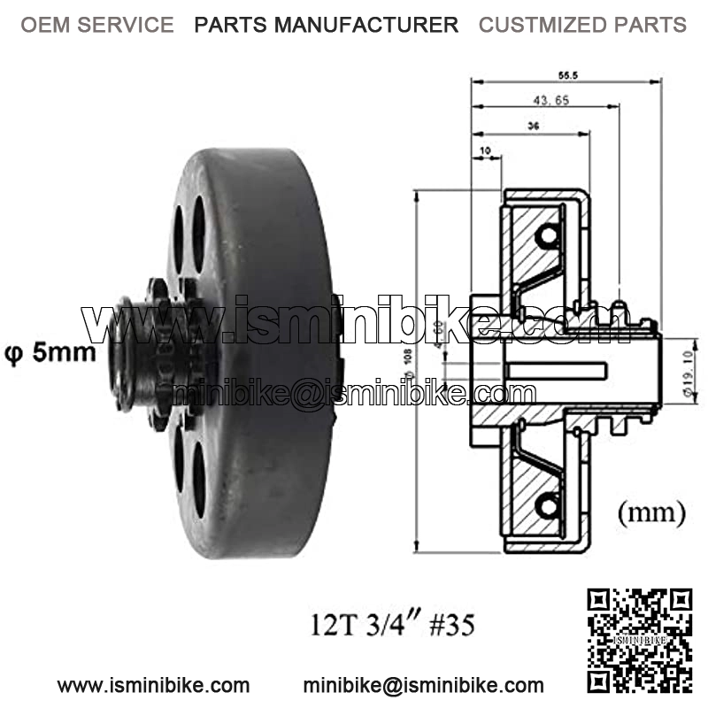 Centrifugal Clutch 3/4" Bore 12 Tooth #35 Chain Compatible For Go Karts Clutch Mini Bike Replace Parts - Image 2
