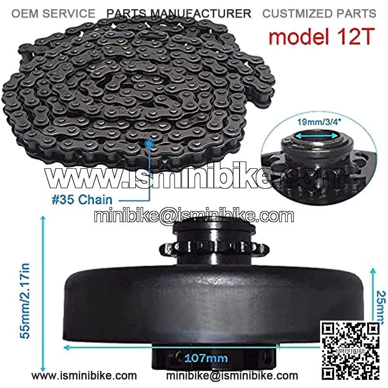 12T Centrifugal Clutch 3/4 Bore 12 Tooth with 35 Chain for Go Karts/Mini Bike/Lawnmower Fun Kart 2-7 HP Engine Replacement for GX160 GX200 GX140 GX120 GC160 GC19 - Image 3