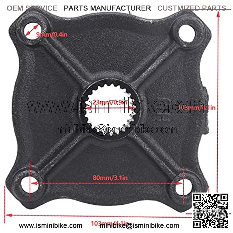 Rodamiento del portador del eje del eje trasero de la rueda, 2 piezas 4.1x4.1in 23 dientes estriados 4 pernos para 110CC 150CC Quad Bike ATV Go Kart - Image 2