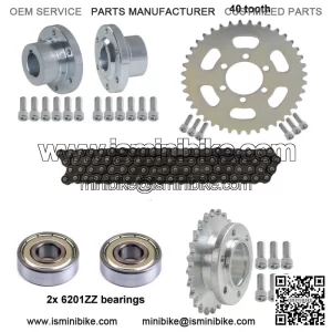 40T 65T Rear Sprocket W/ Hub + #35 Chain + Bearings For Mini Bike Go Kart Trike