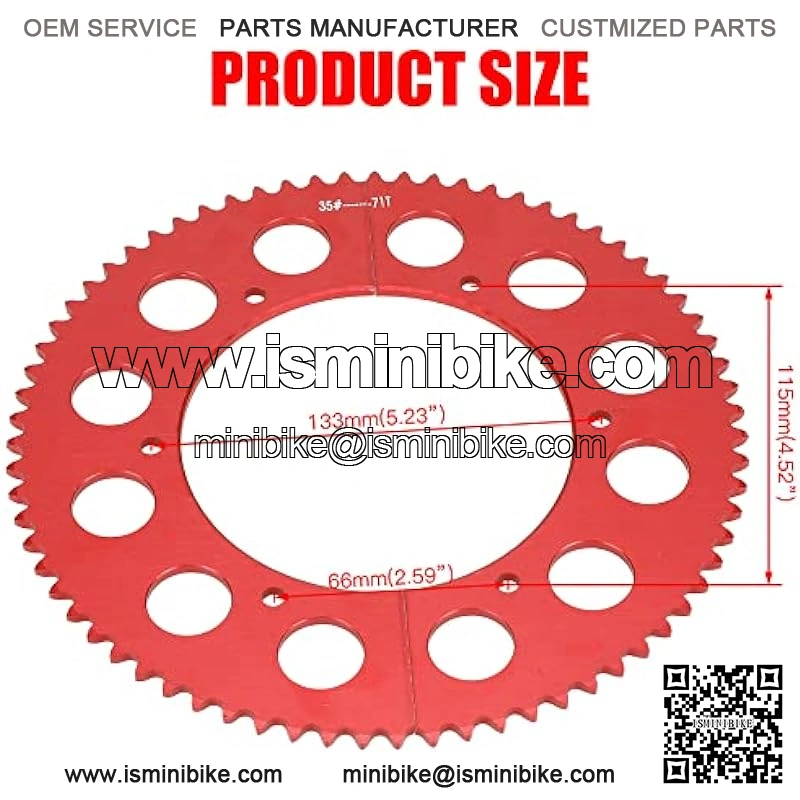 #35 Chain 71 Tooth Split Sprocket for Predator 212cc 196cc 6.5hp 7.0hp Coleman CT200U BT200X CT100U TrailMaster MB200 MegaMoto B212 Motovox Doodlebug Baja Mini Bike Go Kart Cart Parts Aluminum - Image 2
