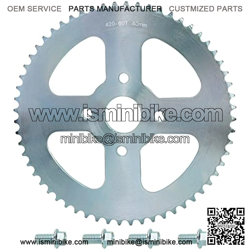 #40 41 420 Chain 60T Mini Bike Rear Drive Sprocket 40mm Bore for Coleman CT200U BT200X CT200U-EX Baja Warrior Heat Massimo MB165 MB200 196cc 200cc 6.5hp Powersports Mini Bike Silver Parts