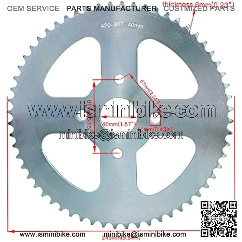 #40 41 420 Chain 60T Mini Bike Rear Drive Sprocket 40mm Bore for Coleman CT200U BT200X CT200U-EX Baja Warrior Heat Massimo MB165 MB200 196cc 200cc 6.5hp Powersports Mini Bike Silver Parts - Image 2