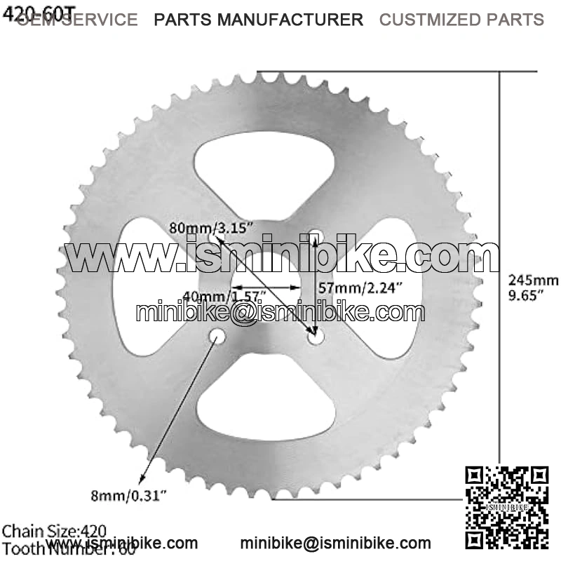 420 60T Rear Drive Wheel Sprocket for Coleman BT200X CT200U Trail 200 CT200U-EX Baja Warrior Heat Massimo MB165 MB200 196cc 5.5 6.5hp Powersports Mini Bike Parts - Image 2