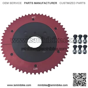 57T Split Sprocket Adapter with Sprocket for Universal Mini Bike Go Kart(Black)