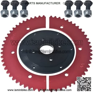 59T Split Sprocket Adapter with Sprocket for Universal Mini Bike Go Kart(Black)