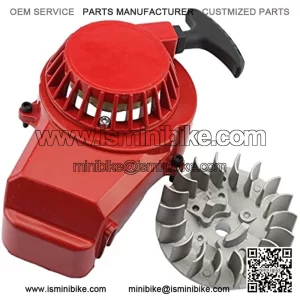 Alloy Pull Start Recoil Starter with Flywheel for 47cc 49cc Pocket Dirt Bike Mini ATV