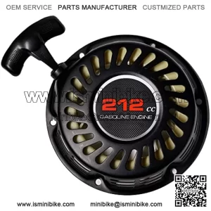 Pull Start Recoil Starter w/ 212cc Stciker for Predator 212 Coleman BT200X CT200U 200cc Mini Bike, KT196 Go Kart Pull Cord Start Honda 6.5HP GX160 196 Hisun Engine,Obsidian Black