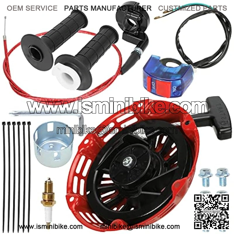 Recoil Pull Starter 7/8 Twist Throttle Accelerator Handle Assembly for Predator 196cc 212cc 6.5hp Coleman CT200U CT200U-EX BT200X Baja Warrior Heat Massimo Trailmaster MB200 MB165 Mini Bike