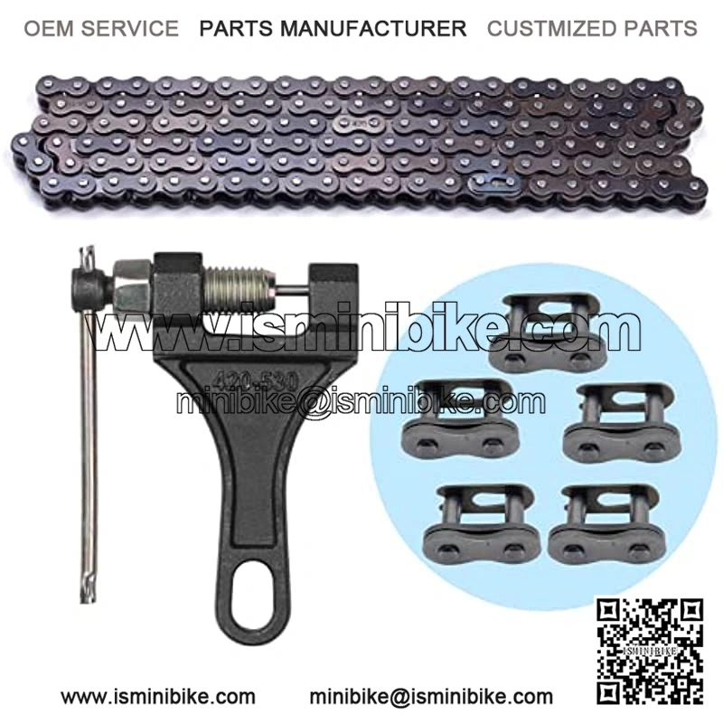 420 Motorcycle Chain - 420 Standard Roller Chain 132 Link + Chain Breaker for 110cc 125cc Dirt Pit Bike ATV Quad Go Kart Scooter Mini Bike