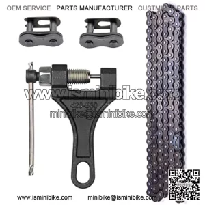 420 Motorcycle Chain - 420 Standard Drive Chain for 110cc 125cc Go kart Mini Bike Dirt Pit Bicycle ATVs Quad Scooter, 59" Roller Sprocket Total 132 Links with 2 Master Links + Chain Breaker