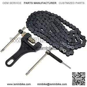 420 Motorcycle Chain and Chain Breaker, Standard Roller Chain 132 Link, for 50cc 70cc 90cc 110cc 125cc Dirt Bike ATV Quad Go Kart Modification