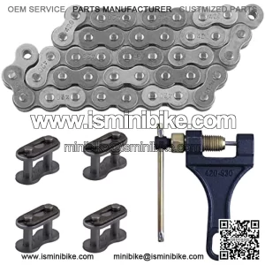 420 Jackshaft Chain 42Link+ Chain Breaker, fit for Coleman BT200X CT200U Trail 200 CT200U-EX Baja TrailMaster Warrior Heat Massimo MB165 MB200 196cc 6.5hp Powersports Mini Bike Part