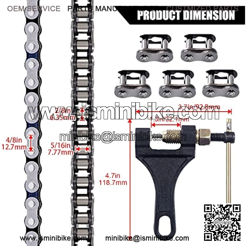 420 Motorcycle Chain 132 Link Standard Roller Chain with Free Chain Breaker 5 Connecting Master Link for 100cc 110cc 125cc Dirt Pit Bike ATV Quad Go Kart Mini Bike Scooter - Image 2