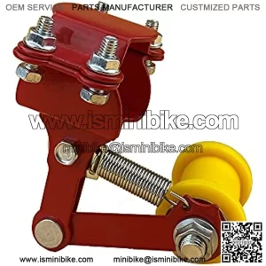 Universal Motorcycle Modified AccessoRegulator New Adjuster Wheel Chain Tensioner Roller Tools For Motorbike Motocross ATV Dirt Pit Bike Chopper with Backup Long Bolts, red