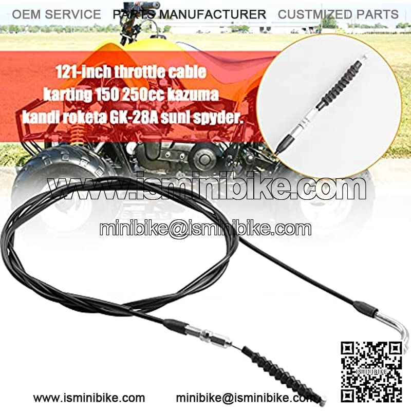 Throttle cable, 121" Throttle Cable Compatible with Go Kart 150 250cc Kazuma Kandi Roketa Gk-28a Sunl Spyder - Image 2