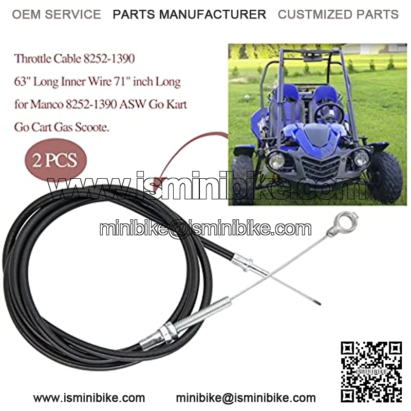 Throttle Cable 8252-1390 Universal Casing 63" Long Inner Wire 71" inch Long for Manco 8252-1390 ASW Go Kart Go Cart Gas Scoote 2Pcs - Image 4