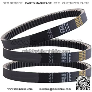3 Pcs Go Kart Drive Belt 725,Drive Belt Clutch Replacement for Hammerhead 80T Mid XRX Mud Head Go Kart 6.5HP Engine 30 Series(Go-Karts 9.110.018-9.100.018-725)