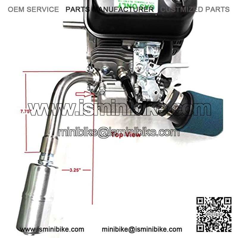 Exhaust with Muffler for: Coleman Powersports CT200U 196cc/6.5HP Gas Mini Bike. - Image 4