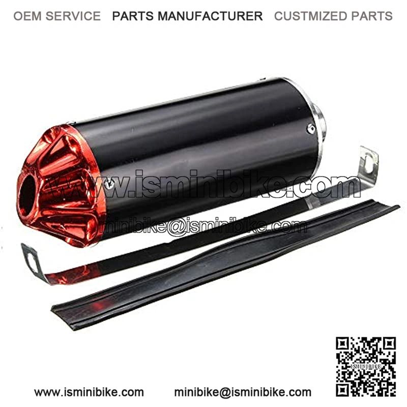 Aluminum Red 28mm Motorcycle Exhaust Muffler With Clamp For 50cc 70cc 90cc 110cc 125cc Chinese Pit Trail Dirt Bike Mini Motocross Motorcycle CRF50 XR50 KLX Coolster SSR Thumpstar Lifan
