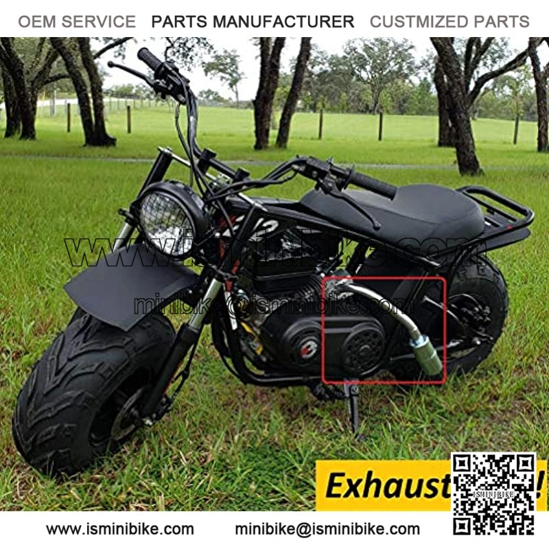 Exhaust With Muffler for: Mega Moto 212cc Pro, RB200, Monster Moto Classic 212cc, Mega Moto MM-B212-MXS, Gas Powered Mini Bike. - Image 2
