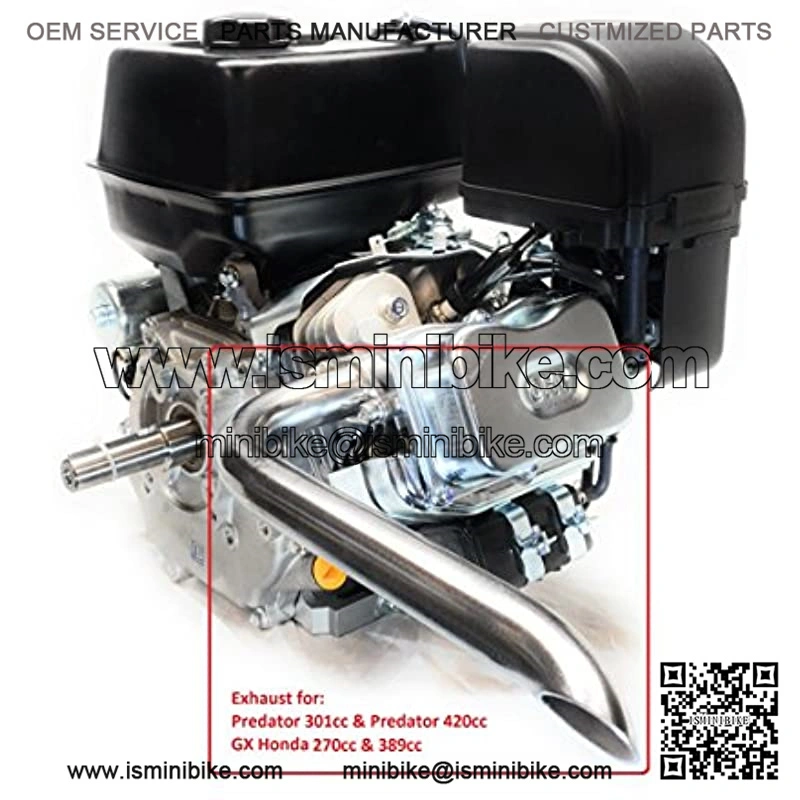 Header Exhaust Pipe for Mini Bikes, Predator 301cc & 420cc, GX Honda 270 & 389