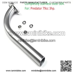 Exhaust Pipe For: Predator 79cc 3HP (Stainless Steel 304) Go Kart & mini bikes!