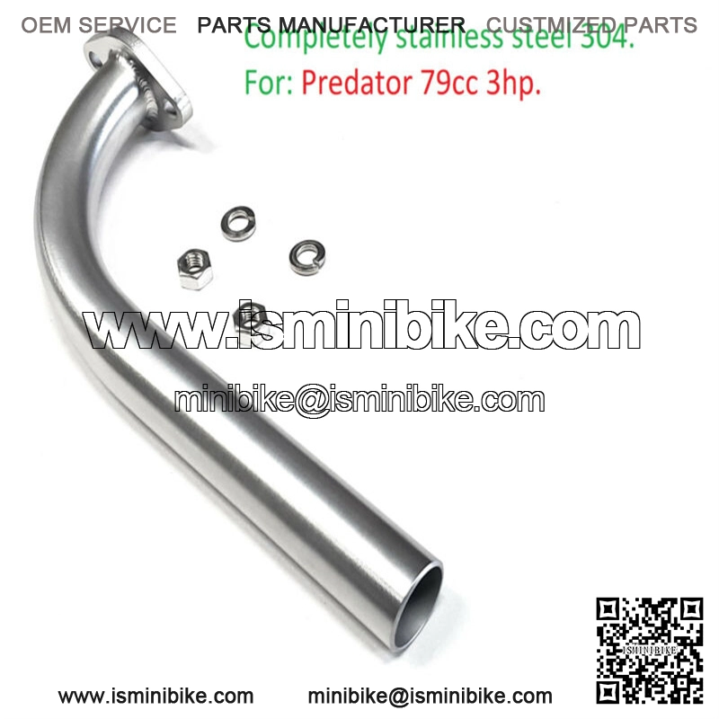 Exhaust Pipe For: Predator 79cc 3HP (Stainless Steel 304) Go Kart & mini bikes!