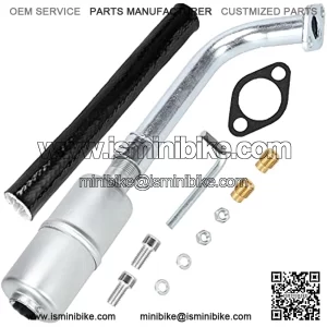 Upgrade Exhaust Pipe Muffler Jet Kit with Heat Shield for Predator 420cc 301cc 389cc 13hp 15hp GX270 GX340 GX390 Go Kart Mini Bike Performance Parts Golf Cart Mud Boats Lawnmower OHV Engine