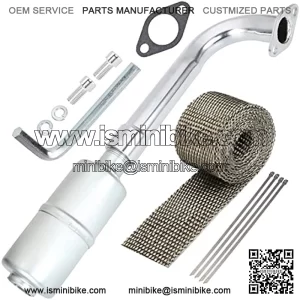 Upgraded Exhaust Pipe Header Muffler Assembly with Heat Shield Tape for Predator 301cc 8hp 420cc 13hp GX240 270 390 Mini Bike Go Kart Golf Cart Mud Boats Racing Lawnmower OHV Clone Small Engine