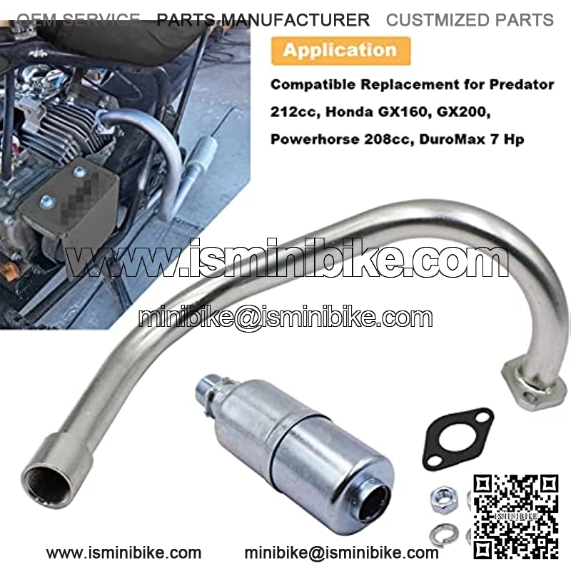 Exhaust with Muffler for Predator 212cc 6.5hp mini bike, Honda GX160, GX200, DuroMax 7 Hp - Image 2