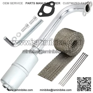 Upgraded Exhaust Header Pipe Muffler Kit for Non Hemi Predator 212cc GX160 GX200 Coleman KT196 Baja Warrior MB200 196cc 6.5hp Hammerhead 80T Mini Bike Go Kart Small Engine Performance Parts