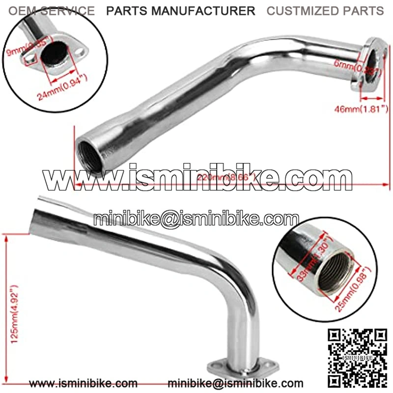 Thickened Exhaust Header Pipe Muffler with Heat Shield Tape Kit for Non Hemi 6.5HP Predator 212cc 196cc Coleman CT200u BT200X KT196 Baja MB200 GX160 GX200 Clone Go Kart Mini Bike Parts Silver - Image 2