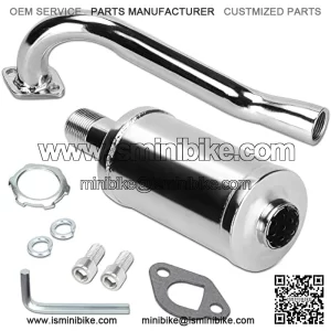 212cc Exhaust Pipe with Muffler for Predator 212 Go Kart 196cc Non Hemi Engine Coleman Powersports KT196 Trailmaster XRX XRS Hammerhead 80T Yerf Dog Manco Tillotson GX200 Performance Parts