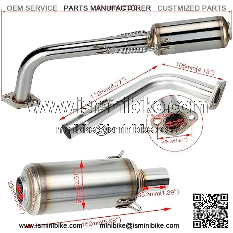 Predator 212 Exhaust Pipe with Muffler for Predator 212cc 196cc 224cc Non Hemi 6.5HP Engine Honda GX200 Coleman CT200U CT200U-EX BT200X KT196 RB200 MB200 Mini Bike Go Kart Performance Parts - Image 2