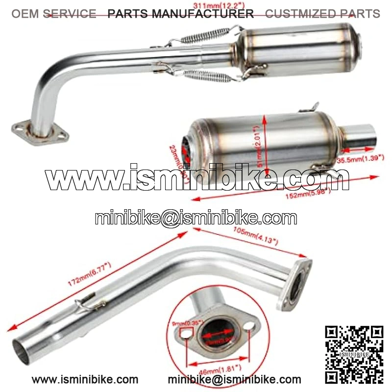 Performance Exhaust Pipe Muffler Hardware Kit for Non Hemi Predator 196cc 212cc 6.5HP Coleman CT200u BT200x CT200u-ex KT196 RB200 Massimo Baja MB200 GX160 GX200 Engine Mini Bike Go Kart Parts - Image 2