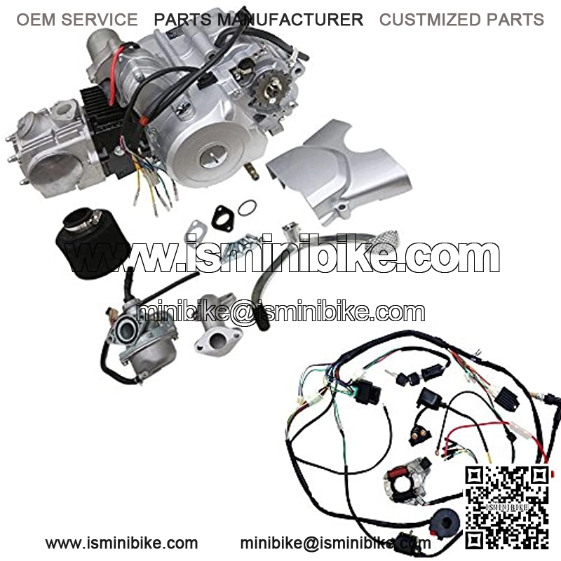 125cc 4-Stroke Semi-Auto Single-Cylinder Air-Cooled Electric-Start Motor Engine with Wiring Harness Kit for ATV Four Wheelers Quad bikes Tricycle go karts